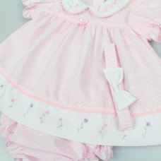 K14227: Baby Girls Dress, Pant & Headband Set (NB-6 Months)